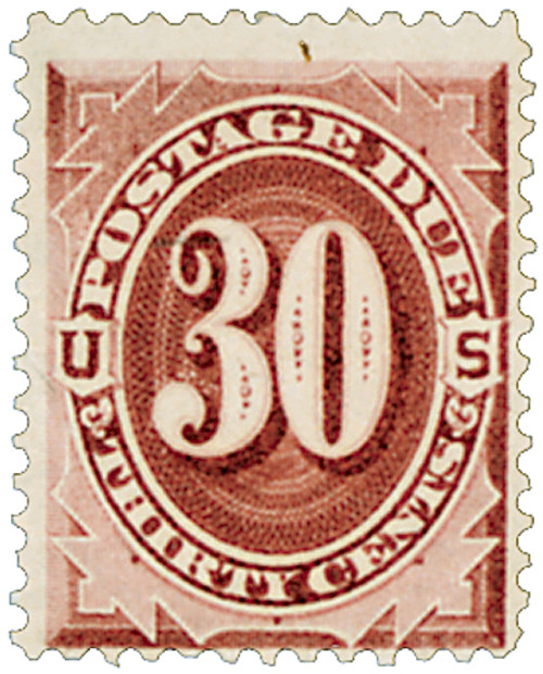 J27  - 1891 30c Postage Due Stamp - bright claret