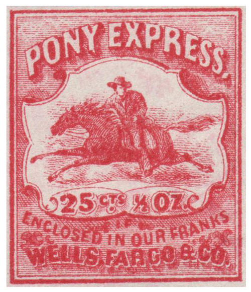 143L9  - 1862-64 25c Wells Fargo & Co. Local Stamp - Pony Express, red