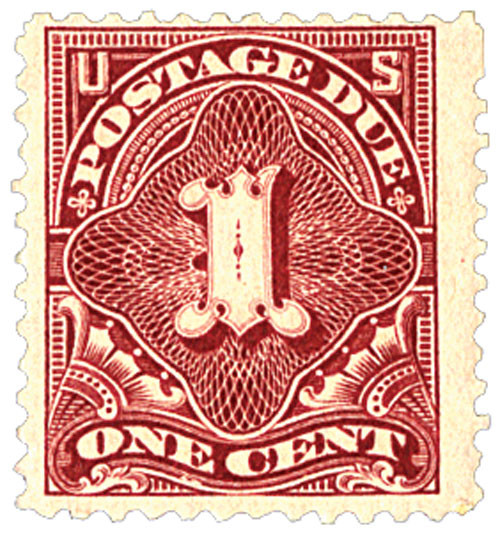 J31  - 1894 1c Postage Due Stamp - deep claret