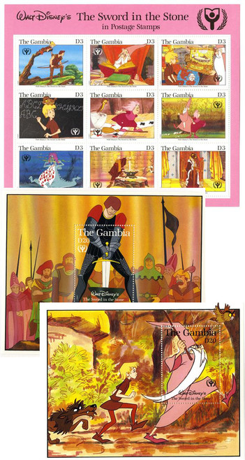MDS277  - 1991 Disney Commemorates International Literacy Year, Mint Sheet of 9 and 2 Souvenir Sheets, Gambia