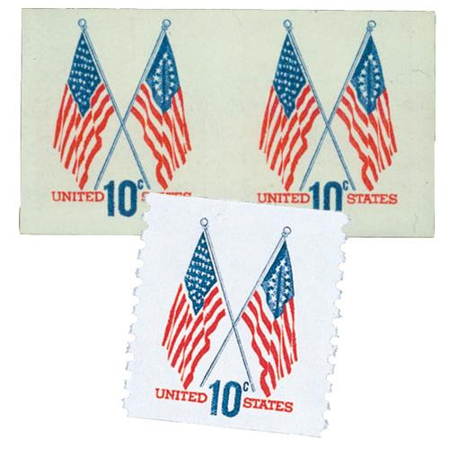 1519//19a  - 1973 10c 50 and 13 Star Flags, imperf pair with free regular