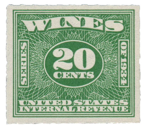 RE99  - 1934-40 20c Cordials, Wines, Etc. Stamp - Rouletted 7, watermark, offset, green