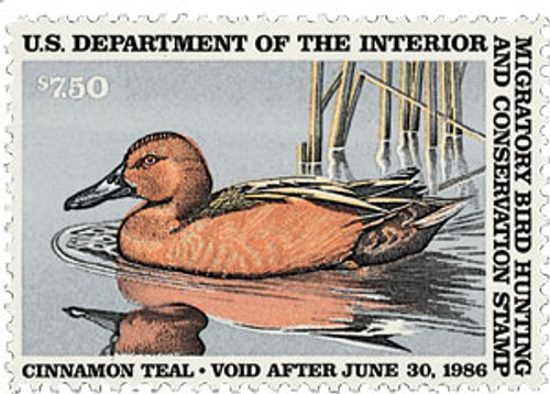 RW52  - 1985 $7.50 Federal Duck Stamp - Cinnamon Teal