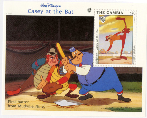 MDS282B  - 1993 Disney Celebrates Animated Film - Casey At the Bat, Mint Souvenir Sheet, Gambia