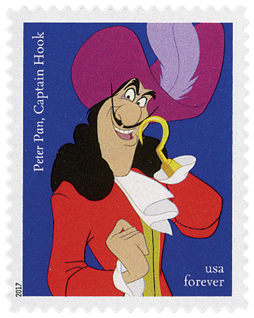 5217  - 2017 First-Class Forever Stamp - Disney Villains: Captain Hook from "Peter Pan"