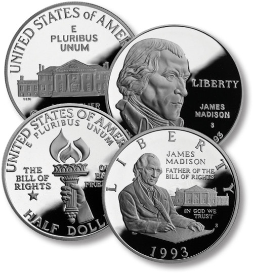 M12073  - 1993 Bill of Rights Silver Dollar & Half Dollar, Uncirculated
