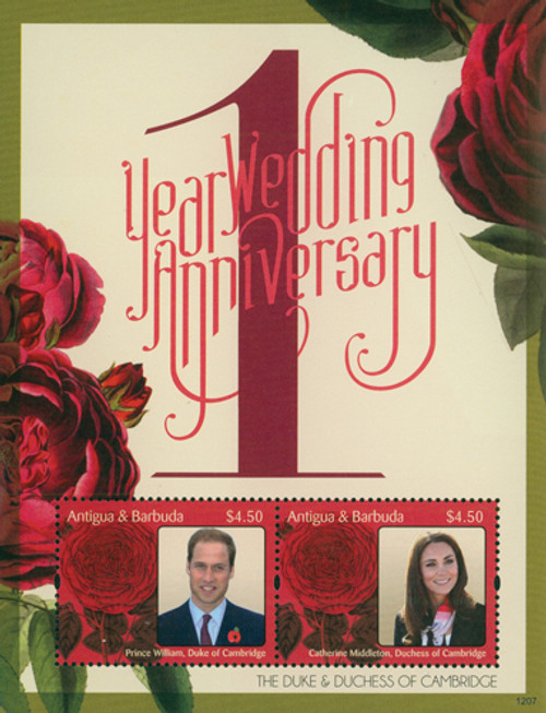 M11037  - 2012 Antigua Will & Kate Anniv. s/s of 2