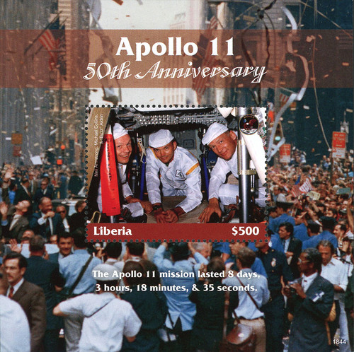 M12441  - 2018 $500 Apollo 11 50th Anniversary souvenir sheet of 1