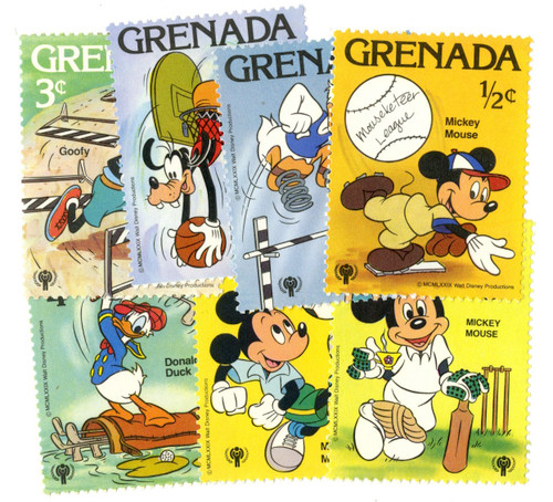 MDS120  - 1979 Disney's Internation Year of the Child - Sports Scenes, Mint, Set of 6 Stamps, Grenada