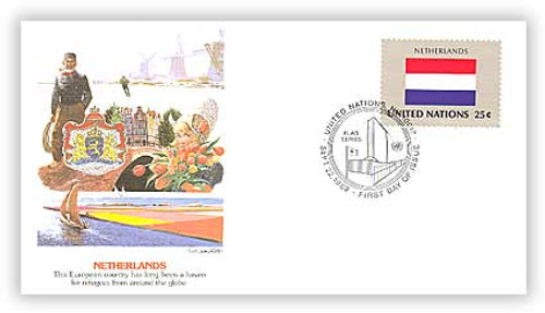 8A557  - 1989 25c UN Flags Netherlands