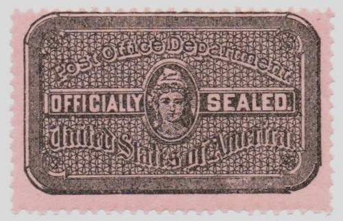 OX17  - 1916Post Office Seal -  perf 12, black, pink