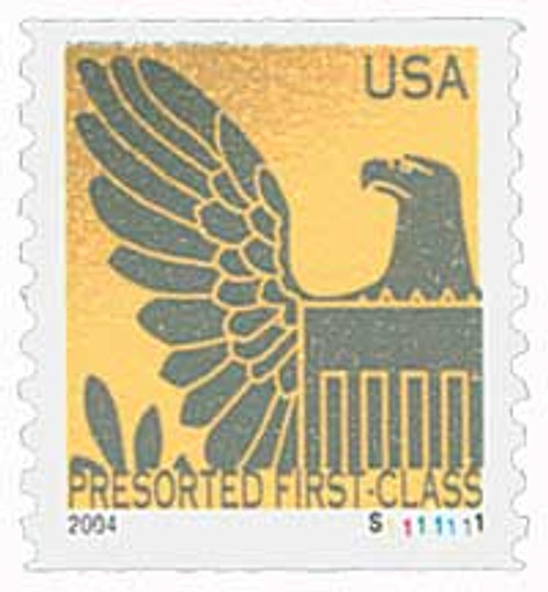 3849  - 2004 25c Gray Eagle with Gold Background