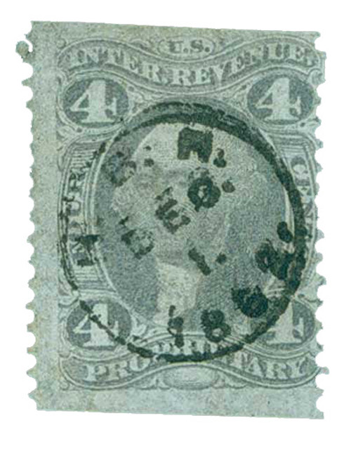 R22b  - 1862-71 4c US Internal Revenue Stamp -Proprietary, part P, purple