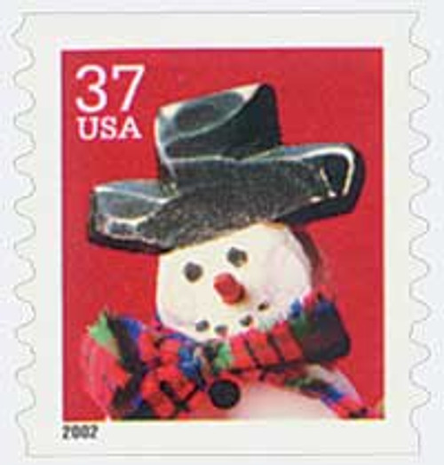 3683  - 2002 37c Contemporary Christmas: Snowman wth Red Plaid Scarf, coil