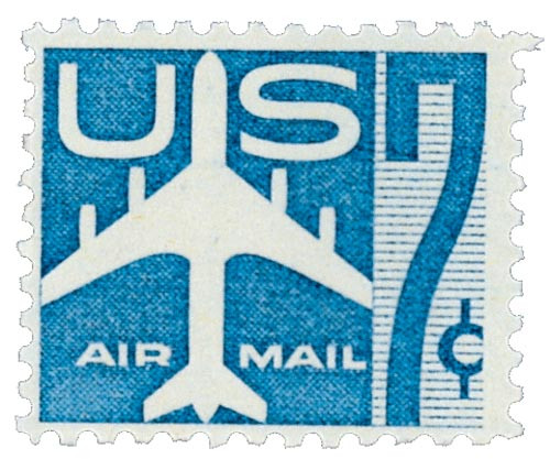 C51  - 1958 7c Airmail Jet blue