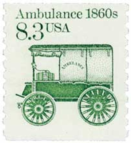 2128  - 1985 8.3c Transportation Series: Ambulance, 1860s