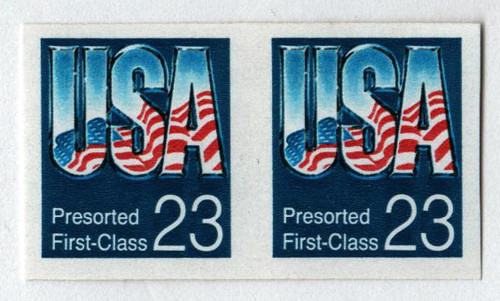 2607c  - 1992 23c USA Presort BEP, coil, imperf pair