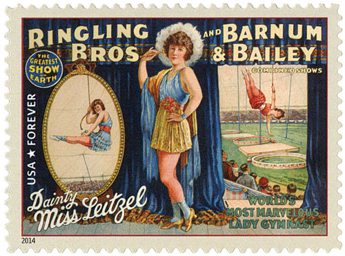 4900  - 2014 First-Class Forever Stamp - Vintage Circus Posters: Ringling Bros and Barnum & Bailey, Dainty Miss Leitzel