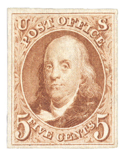 3  - 1875 5c Franklin imperforate