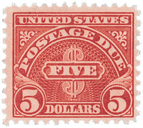 J78  - 1930 $5 Postage Due Stamp - dull carmine