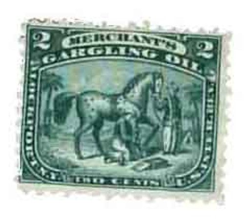 RS179d  - 1878-83 2c Proprietary Medicine Stamp - Merchant's Gargling Oil, green, watermark 191R