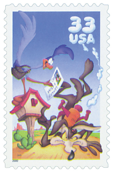 3391a  - 2000 33c Wile E. Coyote and Roadrunner, single from pane of 10