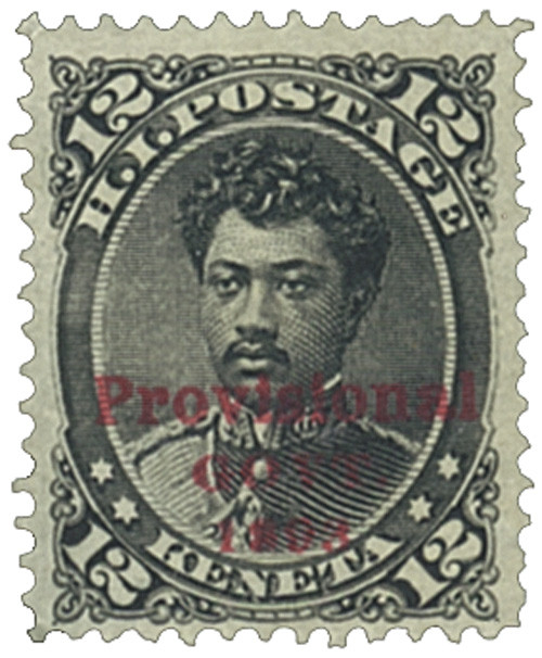 H62  - 1893 12c Hawaii, black, red overprint