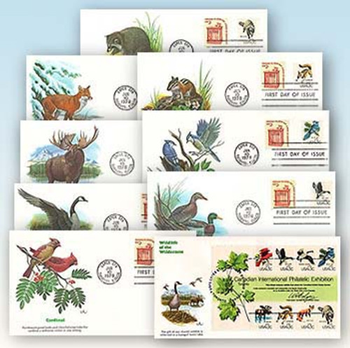 7511612  - 1978 13c CAPEX Wildlife set of 8 single covers plus the se-tenant cover