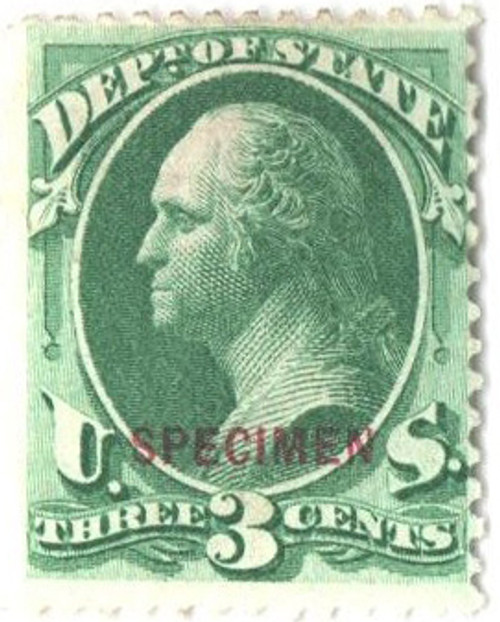 O59S  - 1875 3c Official Mail Stamp - State, bluish green