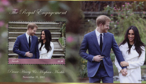 M12292  - 2018 $5.50 The Royal Engagement of Prince Harry and Meghan Markle souvenir sheet