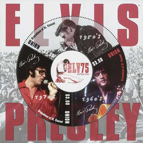 M10507  - 2010 Elvis  Presley 75th Birthday, Mint Sheet of 4 Stamps, Union Island