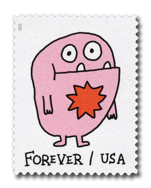 5636  - 2021 First-Class Forever Stamps - Message Monsters: Pink and Red Monster