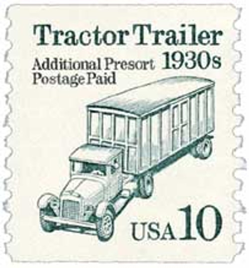 2457  - 1991 10c Transportation Series: Tractor Trailer, 1930s (cream background)