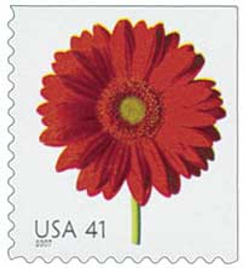 4181  - 2007 41c Beautiful Blooms: Red Gerbera Daisy, booklet single