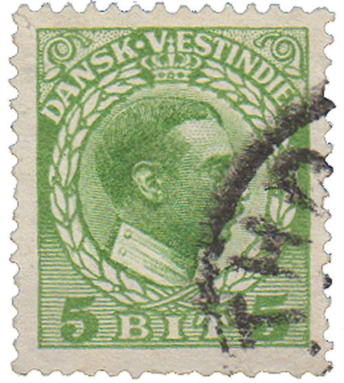DWI51  - 1915 5b Danish West Indies - yellow green