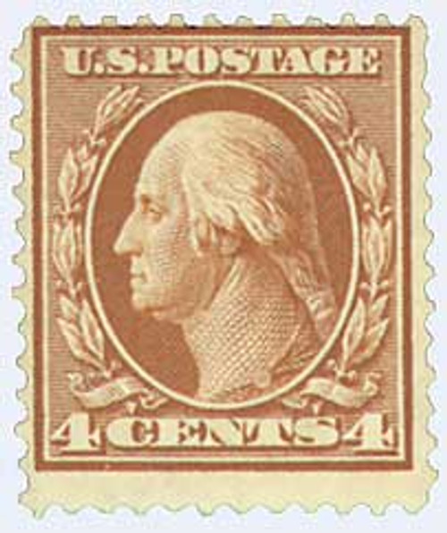 334  - 1908 4c Washington, orange brown, double line wmrk.