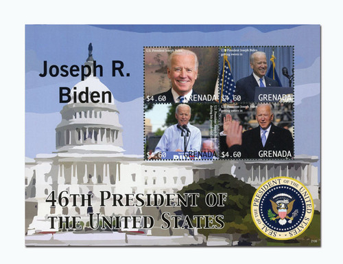 MFN160  - 2021 $4.60 Joseph R Biden: 46th President of the United States of America, Mint, Sheet of 4, Grenada