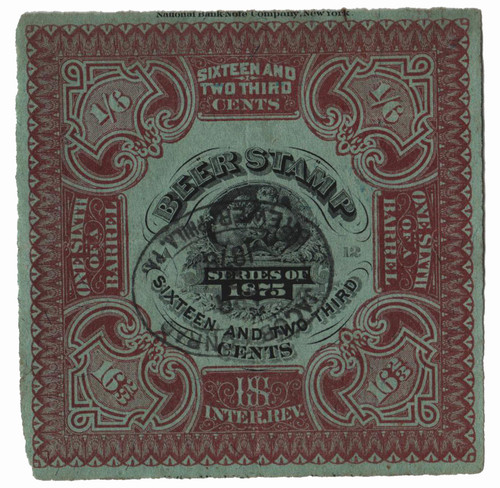 REA31  - 1875 162/3c Beer Tax Stamp - red brown, typo. & engraved.