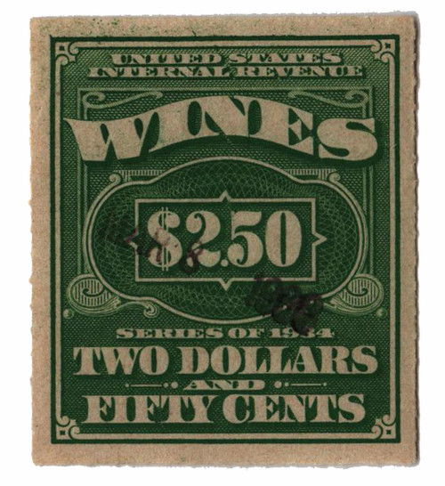 RE106  - 1934-40 $2.50 Cordials, Wines, Etc. Stamp - engraved, green