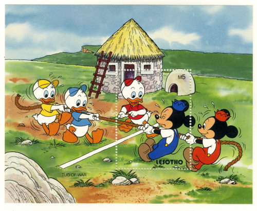 MDS374B  - 1991 Disney and Friends, Play Childhood Games, Mint Souvenir Sheet, Lesotho