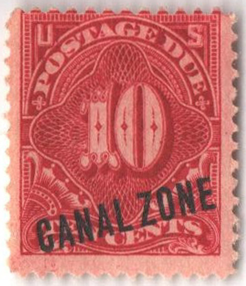 CZJ3  - 1914 10c Canal Zone Postage Due - watermark, per 12, rose carmine