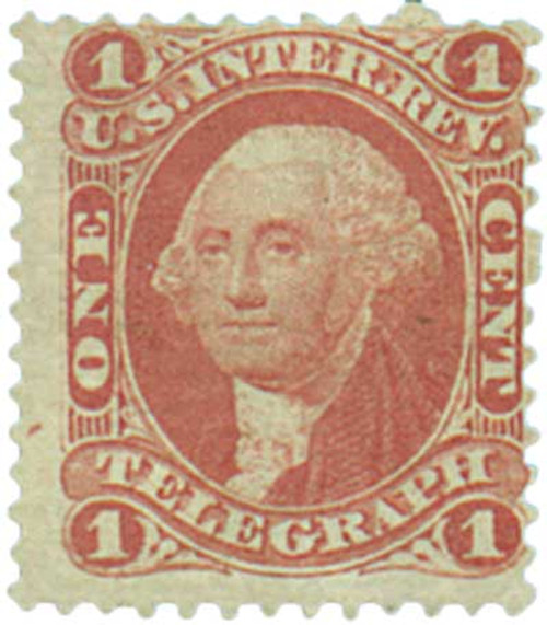 R4  - 1862-71 1c US Internal Revenue Stamp - Telegraph, old paper, red