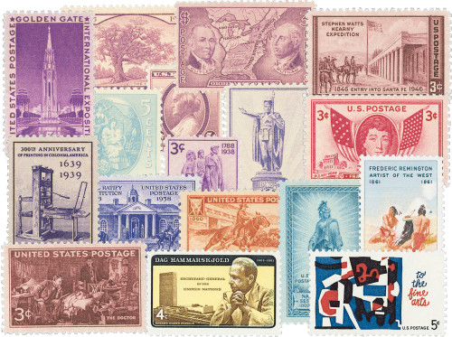M7474  - 1935-64 Commemorative Collection, 382 Used Stamps with FREE Album and Hinges