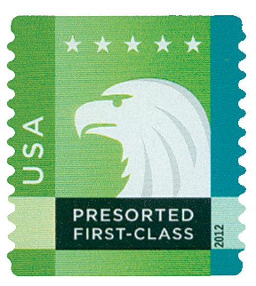4585  - 2012 25c Spectrum Eagle: Green behind USA