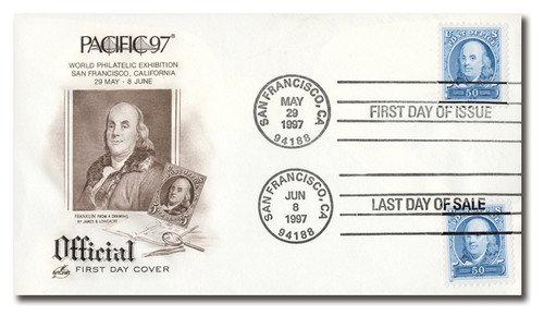 AC421  - 1997 50c Ben Franklin 1st and Last Day of Sale Dual Cancel, 5/29/97 & 6/8/97 (#3139a)