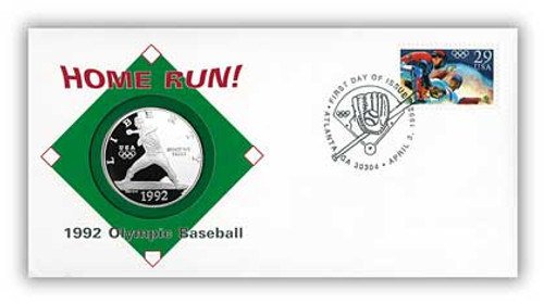 59239A  - 1992 Olympic Baseball Coin First Day Cover