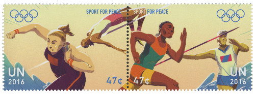UN1137-38  - 2016 47c Sport for Peace, Attached Pair, United Nations