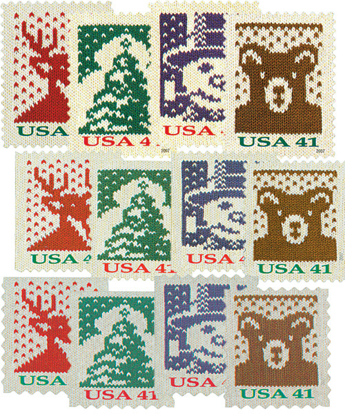 Three Booklets x 20 = 60 Of CHRISTMAS KNITS 41¢ US Postage Stamps. Sc  4211-4214