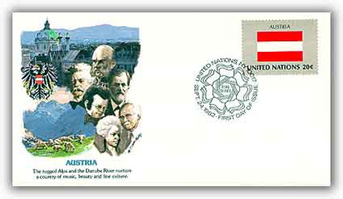8A374  - 1982 20c Flags of the UN/Austria