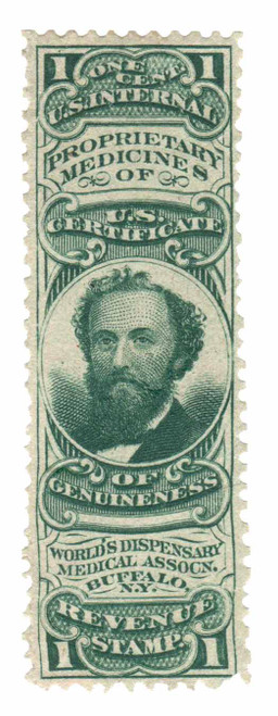 RS272d  - 1878-83 1c Proprietary Medicine Stamp - green, wmk